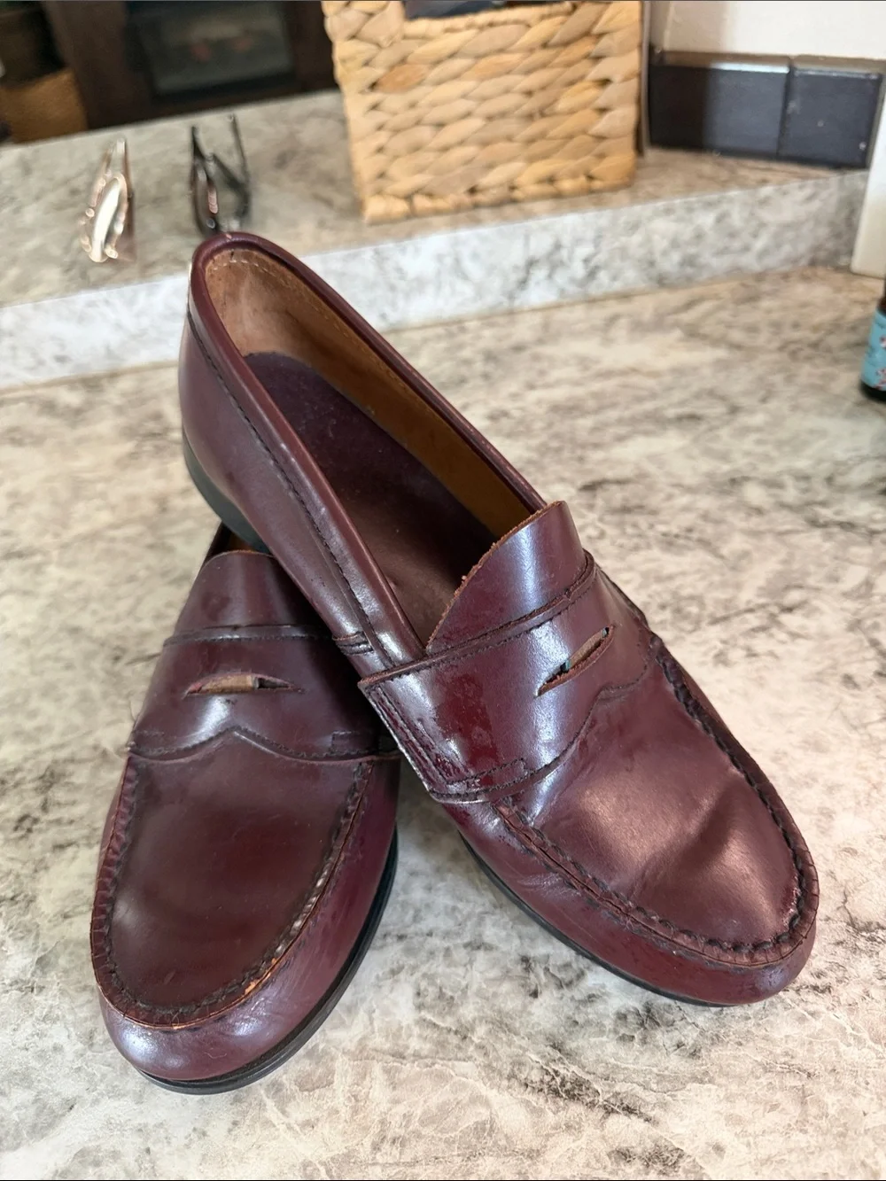Classic Women Penny Loafers in Burgundy Leather